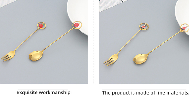 Fruit Pendant Collection Gold Dessert Fork/Spoon