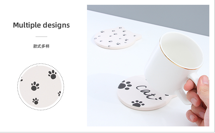 Cute Cat Shape Diatomite Drink Cup Coaster