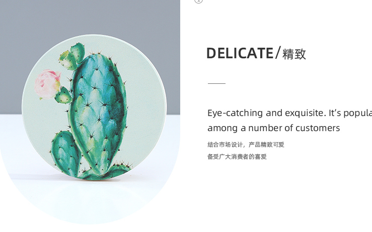 Cartoon Cactus Diatomite Drink Cup Coaster