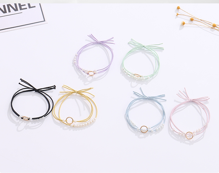 Metal Geometric Artificial Pearl Hair Rope Set