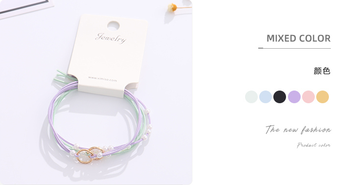 Metal Geometric Artificial Pearl Hair Rope Set