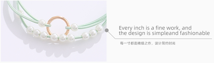 Metal Geometric Artificial Pearl Hair Rope Set
