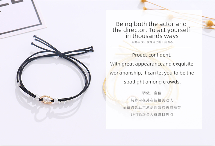 Metal Geometric Artificial Pearl Hair Rope Set