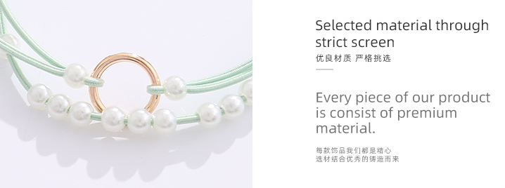 Metal Geometric Artificial Pearl Hair Rope Set
