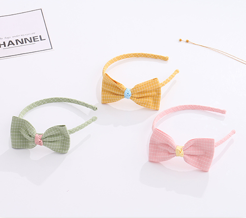 All-match Checks Gauze Kids Hair Band