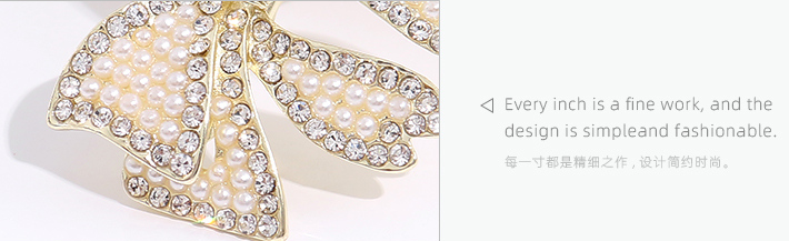 Double Bowknot Artificial Pearl Rhinestone Hair Clip