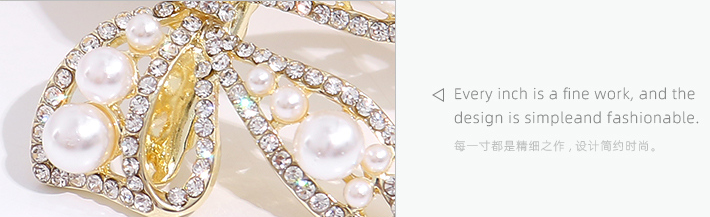 Bowknot Artificial Pearl Rhinestone Hair Clip