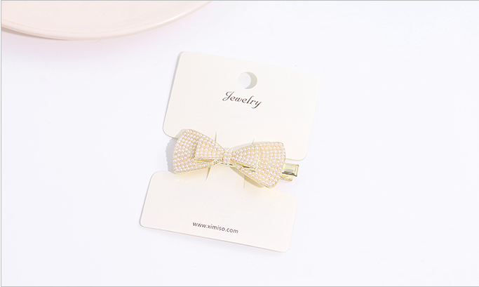 Simple Bowknot Artificial Pearl Hair Clip