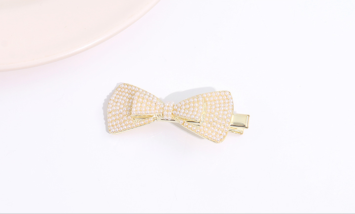 Simple Bowknot Artificial Pearl Hair Clip