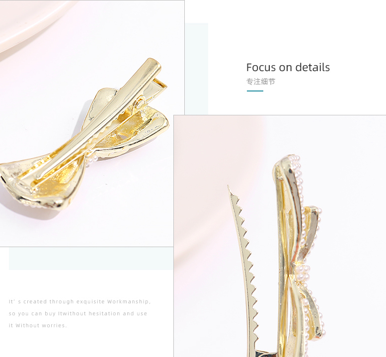 Simple Bowknot Artificial Pearl Hair Clip