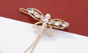 Rhinestone Artificial Pearl Dragonfly Hair Clip