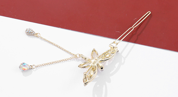 Rhinestone Artificial Pearl Dragonfly Hair Clip