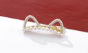 Kitty Ear Rhinestone Artificial Pearl Hair Clip