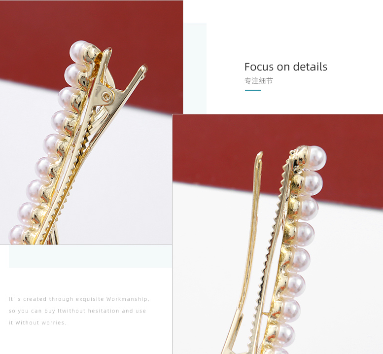Kitty Ear Rhinestone Artificial Pearl Hair Clip