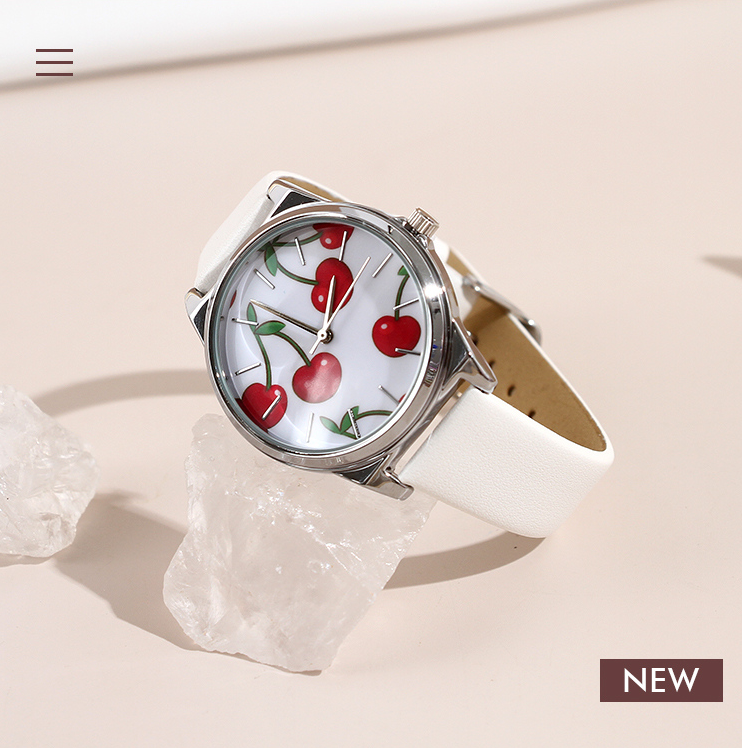 Cherry Dial Stylish Watch