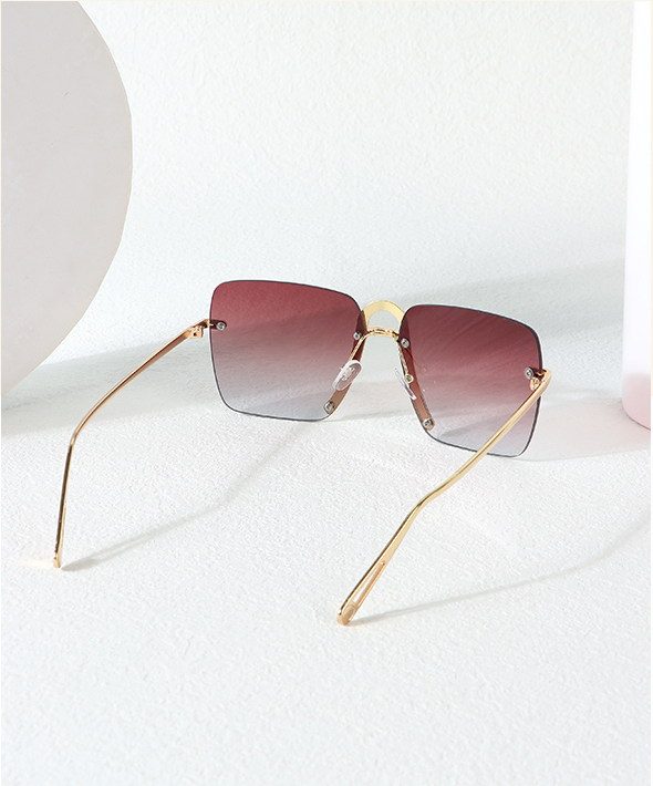 Popular Series Square Rimless Sunglasses (Gold Legs Tawny Lens)