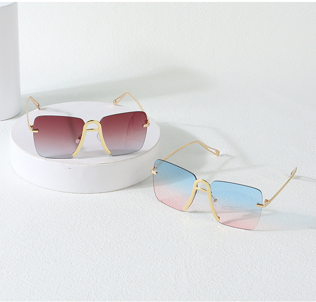Popular Series Square Rimless Sunglasses (Gold Legs Tawny Lens)