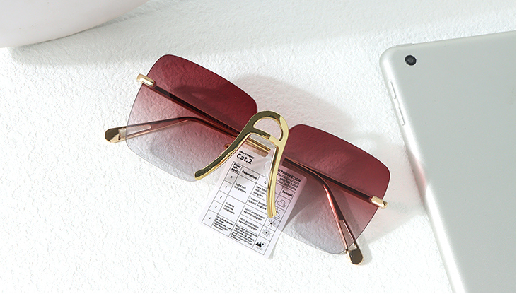 Popular Series Square Rimless Sunglasses (Gold Legs Tawny Lens)
