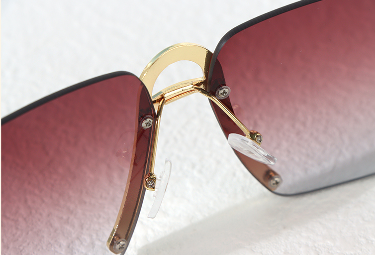 Popular Series Square Rimless Sunglasses (Gold Legs Tawny Lens)