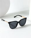 Classic Series Pearl Embellished Women's Sunglasses (Black)