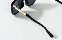 Classic Series Pearl Embellished Women's Sunglasses (Black)