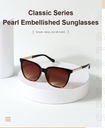 Classic Series Pearl Embellished Women's Sunglasses (Tortie Frame Tawny Lens)