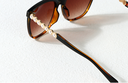 Classic Series Pearl Embellished Women's Sunglasses (Tortie Frame Tawny Lens)