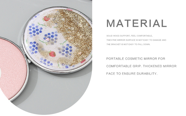 Portable Round Makeup Mirror (Glitters Series - Fruit 1)