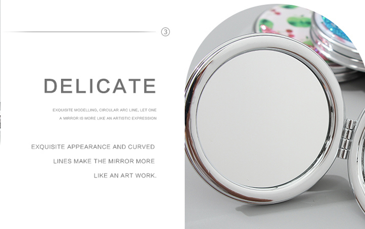 Portable Round Makeup Mirror (Glitters Series - Fruit 1)