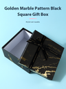 Golden Marble Pattern Black Square Gift Box (L)