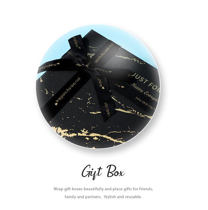 Golden Marble Pattern Black Square Gift Box (L)