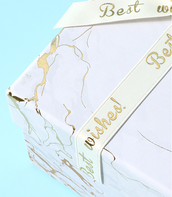 Golden Marble Pattern White Rectangular Gift Box (S)