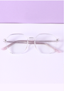 Light-Weight Square Round Frame Blue Light Blocking Glasses (Transparent Pink)