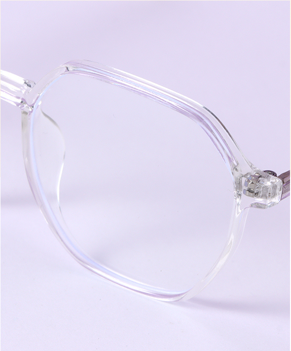 Light-Weight Square Round Frame Blue Light Blocking Glasses (Transparent Pink)