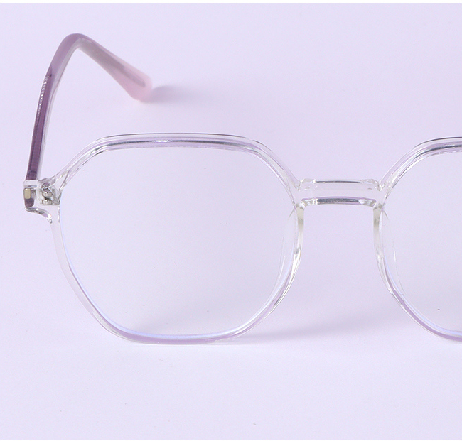 Light-Weight Square Round Frame Blue Light Blocking Glasses (Transparent Pink)