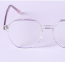 Light-Weight Square Round Frame Blue Light Blocking Glasses (Transparent Pink)