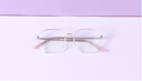 Light-Weight Square Round Frame Blue Light Blocking Glasses (Transparent Pink)