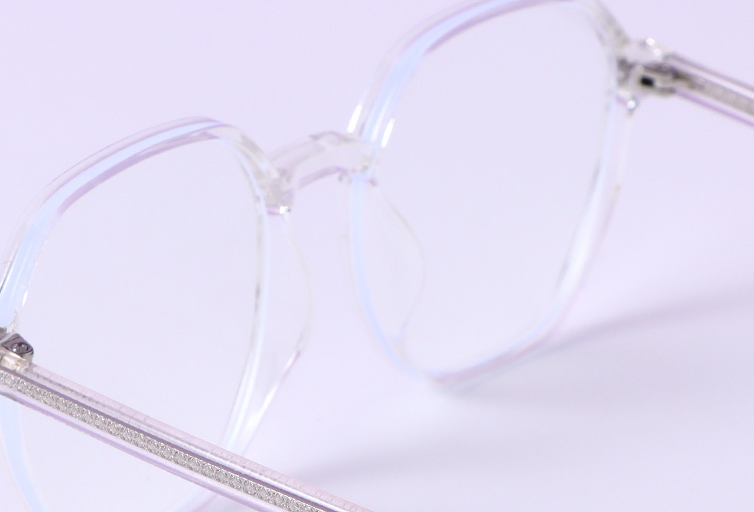 Light-Weight Square Round Frame Blue Light Blocking Glasses (Transparent Pink)