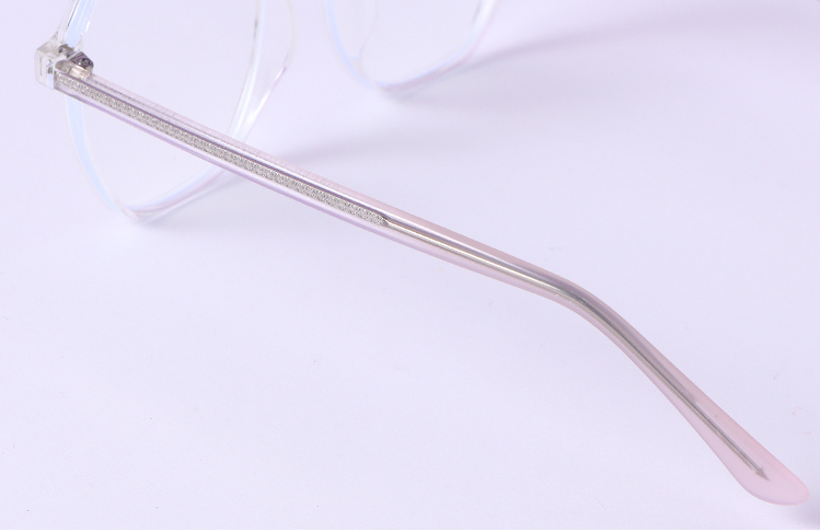 Light-Weight Square Round Frame Blue Light Blocking Glasses (Transparent Pink)