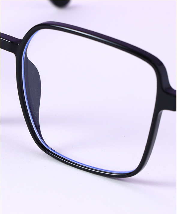 Light-Weight Large Square Frame Blue Light Blocking Glasses (Black)