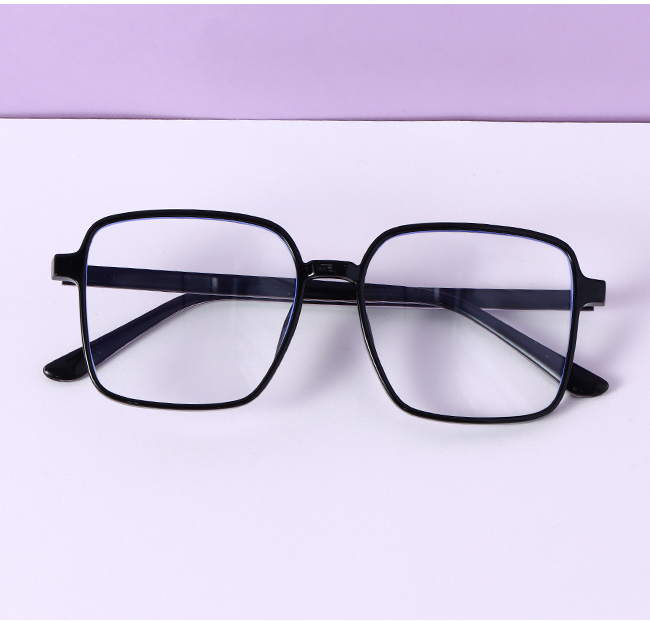 Light-Weight Large Square Frame Blue Light Blocking Glasses (Black)