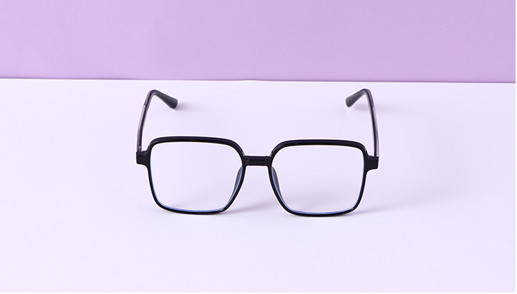 Light-Weight Large Square Frame Blue Light Blocking Glasses (Black)