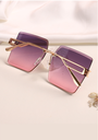 Rimless Cut Edge Metallic Sunglasses (Golden Frame Purple-Pink Lens)
