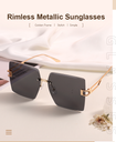 Rimless Metallic Sunglasses (Golden Frame Black Lens)