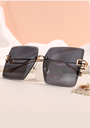 Rimless Metallic Sunglasses (Golden Frame Black Lens)