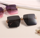 Rimless Metallic Sunglasses (Golden Frame Black Lens)