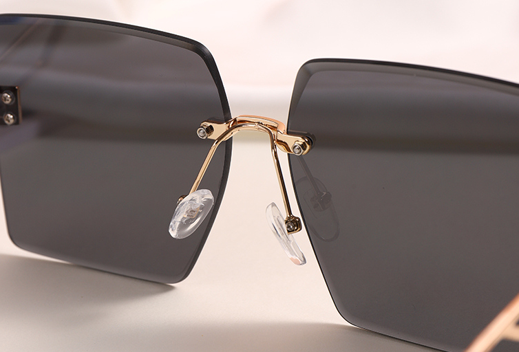 Rimless Metallic Sunglasses (Golden Frame Black Lens)