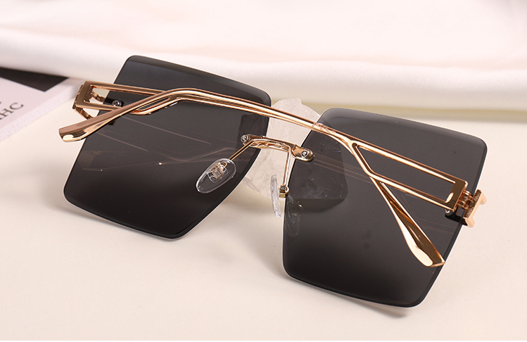 Rimless Metallic Sunglasses (Golden Frame Black Lens)
