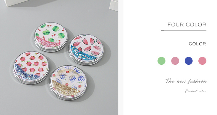 Portable Round Makeup Mirror (Glitters Series - Fruit 1)