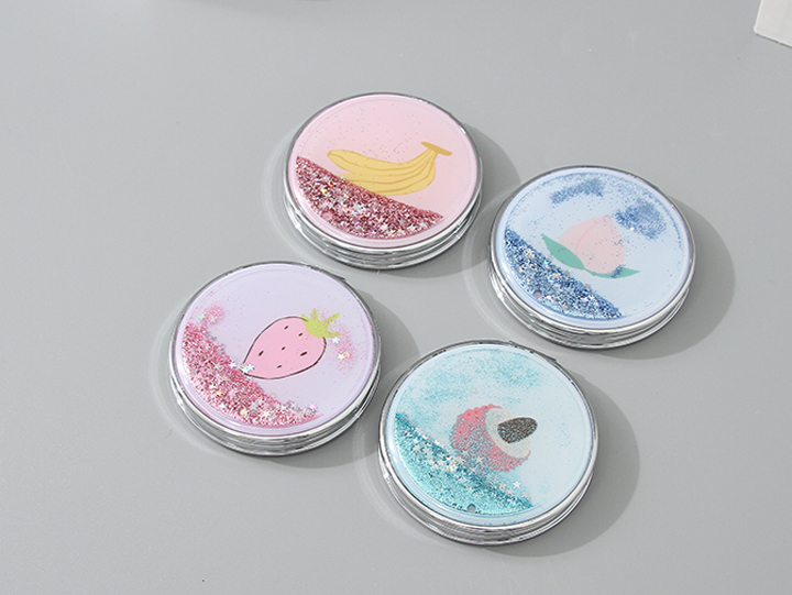 Portable Round Makeup Mirror (Glitters Series - Fruit 2)